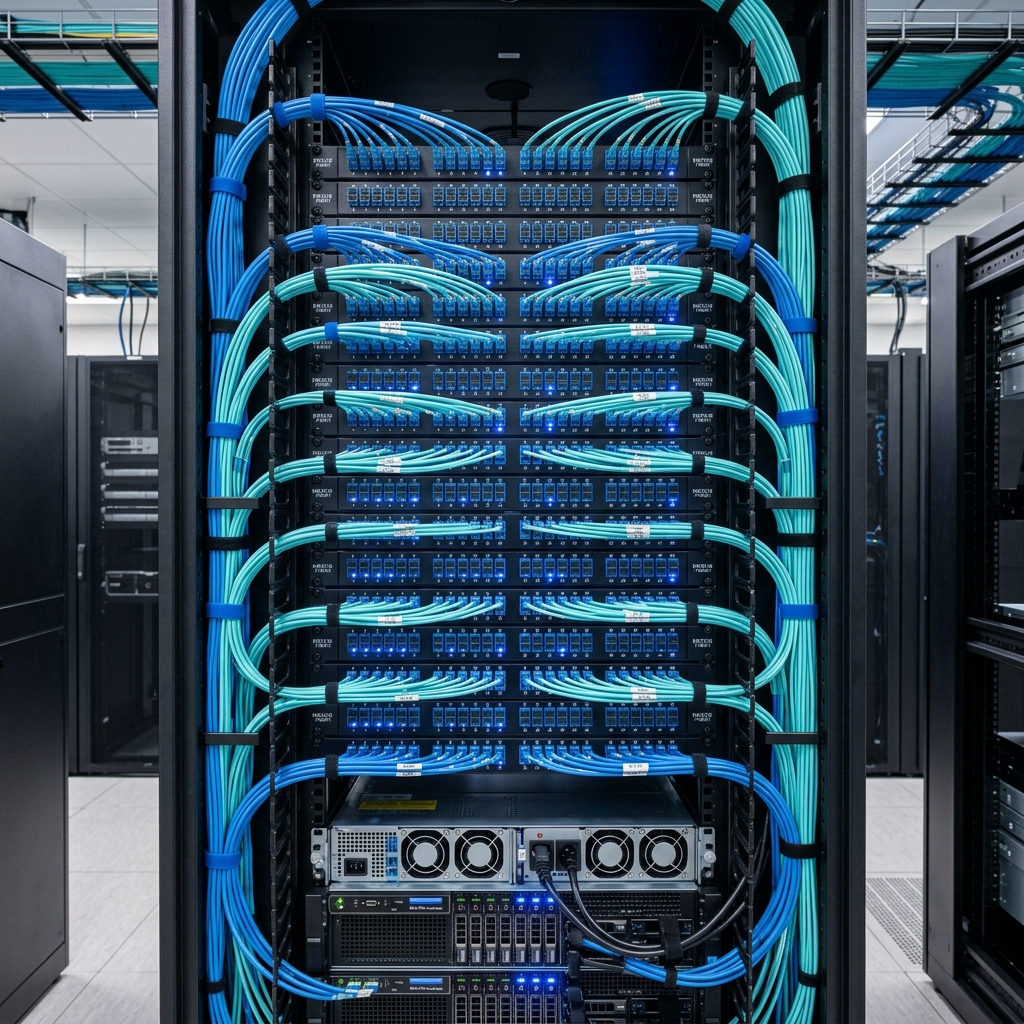 Structured server rack fiber cables