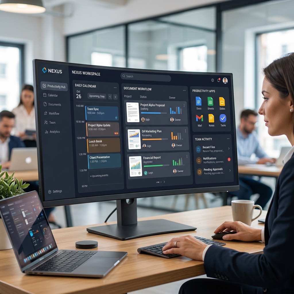 Office software application dashboard screen