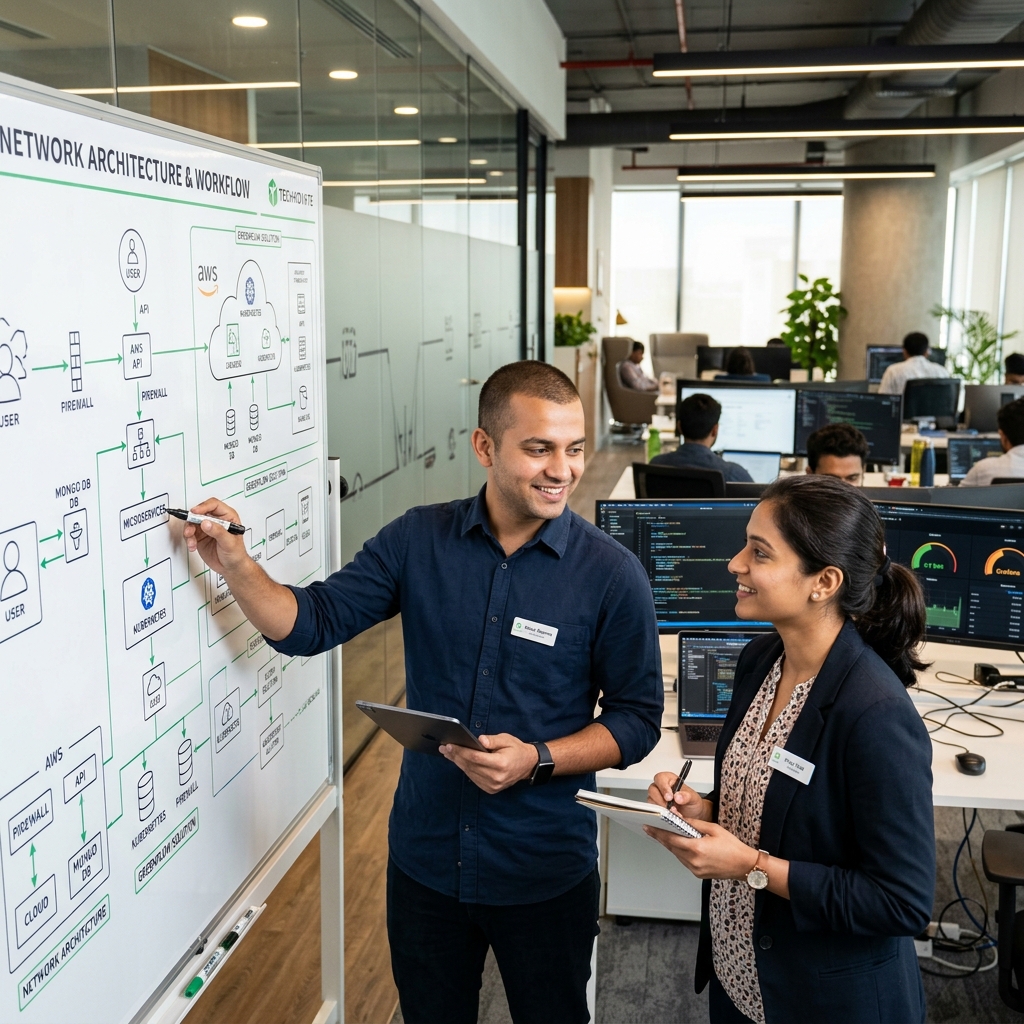 Indian IT Consultants Collaborating on Architecture Planning